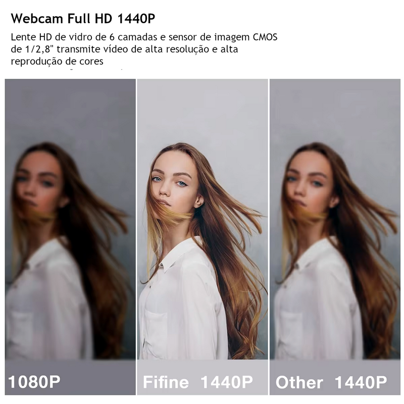 Webcam 1440p Full HD PC para Vídeo Chamada