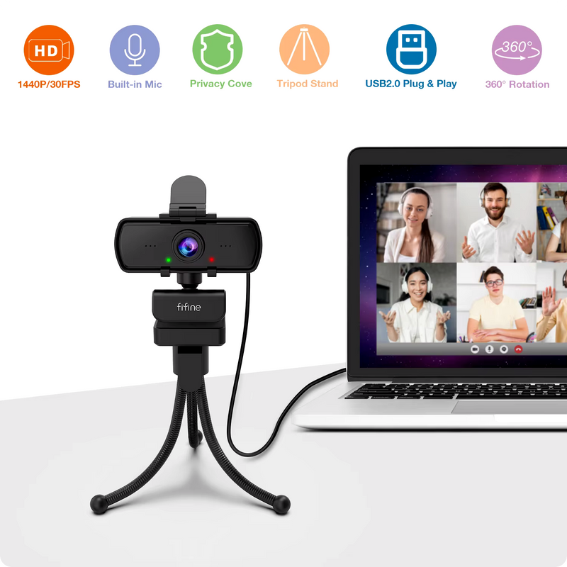 Webcam 1440p Full HD PC para Vídeo Chamada