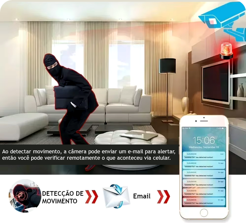 Camera de Vigilância 2.4G WIFI 2K com Audio - Eagle Eyes