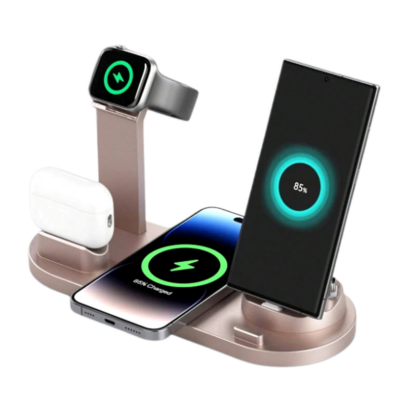 Carregador Wireless 5 em 1 para iPhone 15 14 13 12 11 X Apple Watch Airpods