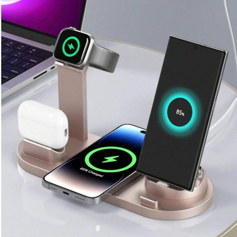 Carregador Wireless 5 em 1 para iPhone 15 14 13 12 11 X Apple Watch Airpods