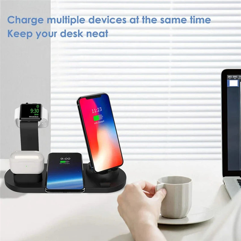 Carregador Wireless 5 em 1 para iPhone 15 14 13 12 11 X Apple Watch Airpods