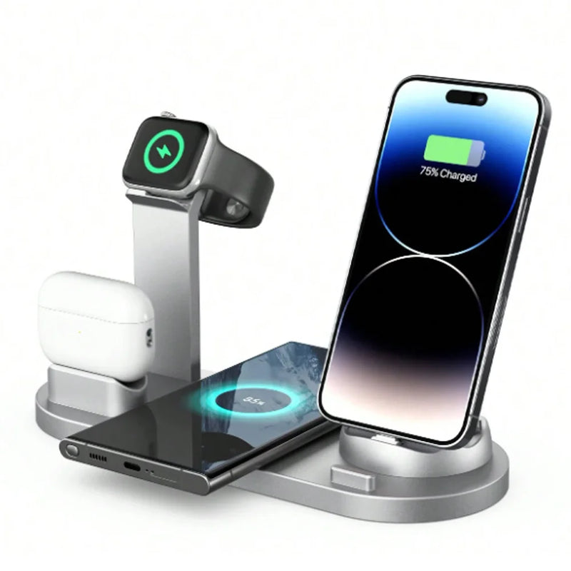 Carregador Wireless 5 em 1 para iPhone 15 14 13 12 11 X Apple Watch Airpods