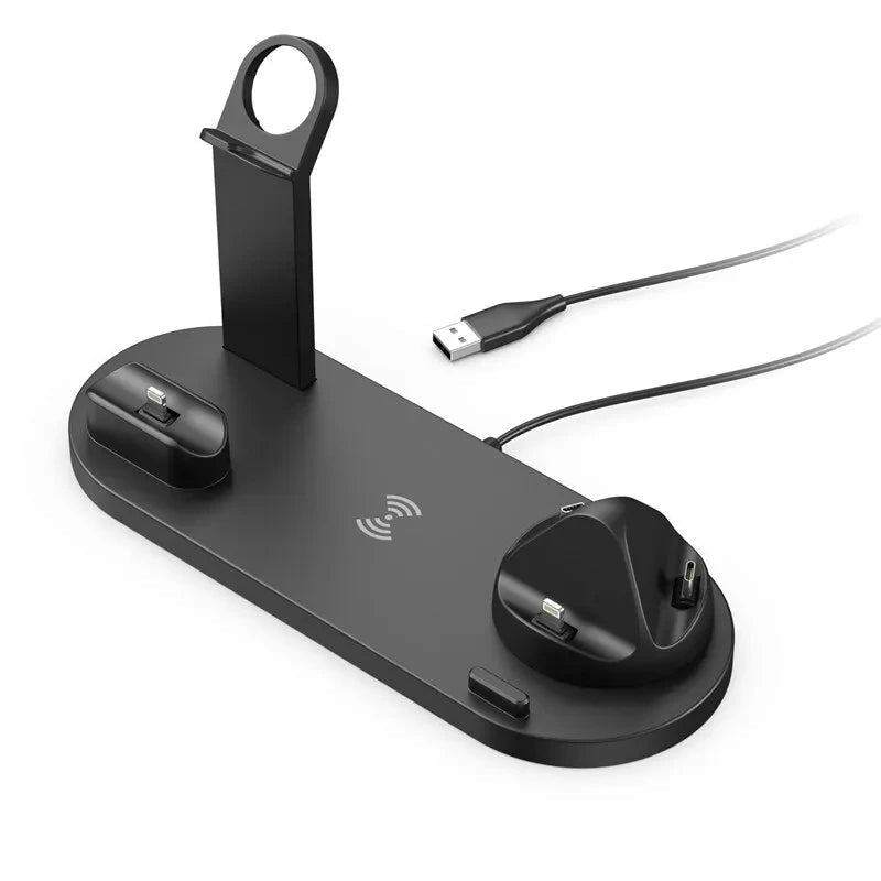 Carregador Wireless 5 em 1 para iPhone 15 14 13 12 11 X Apple Watch Airpods