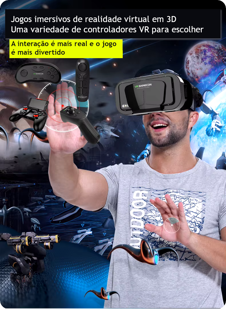 Óculos Realidade Virtual 3D p/ Smartphone - Smart Glasses