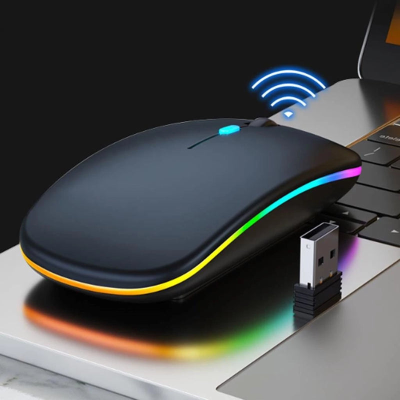 Mouse Wireless com Bluetooth Led Rgb Ergonômico