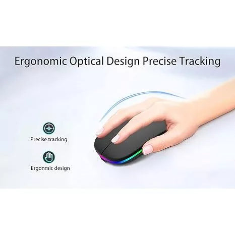 Mouse Wireless com Bluetooth Led Rgb Ergonômico